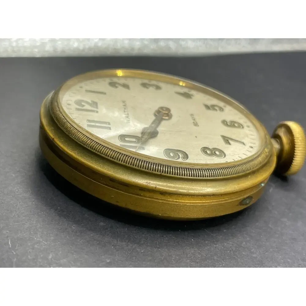 Antique Waltham USA 8 Day Automobile Dashboard Car Clock Gold Tone 15 Jewels